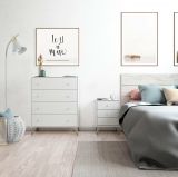Cassettiera Denver, Settimanale a 4 cassetti, Mobile Comò per camera da letto, Comò moderno, 78x40h95 cm, Bianco
