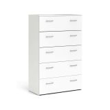 Cassettiera Elise, Settimino multiuso, Comò camera da letto, Mobile con cassetti, 74x36 h114 cm, Bianco