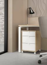 Cassettiera Gabrielle, Settimino multiuso, Comò camera da letto, Mobile con cassetti, 48x41 h61 cm, Rovere e Bianco