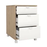 Cassettiera Gabrielle, Settimino multiuso, Comò camera da letto, Mobile con cassetti, 48x41 h61 cm, Rovere e Bianco