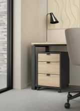 Cassettiera Gabrielle, Settimino multiuso, Comò camera da letto, Mobile con cassetti, 48x41 h61 cm, Rovere e Grigio