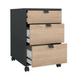 Cassettiera Gabrielle, Settimino multiuso, Comò camera da letto, Mobile con cassetti, 48x41 h61 cm, Rovere e Grigio