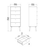 Cassettiera Genevieve, Settimino multiuso, Comò camera da letto, Mobile con cassetti, 39x50 h120 cm, Bianco