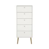 Cassettiera Genevieve, Settimino multiuso, Comò camera da letto, Mobile con cassetti, 39x50 h120 cm, Bianco