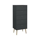 Cassettiera Genevieve, Settimino multiuso, Comò camera da letto, Mobile con cassetti, 39x50 h120 cm, Grigio