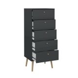Cassettiera Genevieve, Settimino multiuso, Comò camera da letto, Mobile con cassetti, 39x50 h120 cm, Grigio