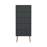 Cassettiera Genevieve, Settimino multiuso, Comò camera da letto, Mobile con cassetti, 39x50 h120 cm, Grigio