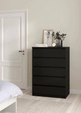 Cassettiera Georgette, Settimino multiuso, Comò camera da letto, Mobile con cassetti, 50x77 h111 cm, Nero