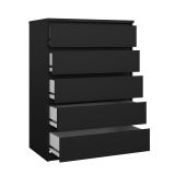 Cassettiera Georgette, Settimino multiuso, Comò camera da letto, Mobile con cassetti, 50x77 h111 cm, Nero