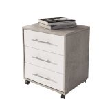 Cassettiera Grigio Cemento Bianco 3 Cassetti Apertura Scorrevole 43x40x57h cm, Chiusura Scorrevole - Pisano