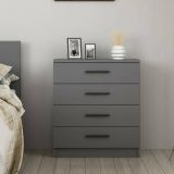 Cassettiera Grigio Cenere 4 Cassetti Apertura Scorrevole 70x79x42h cm, Chiusura Scorrevole - Elgafar
