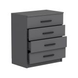Cassettiera Grigio Cenere 4 Cassetti Apertura Scorrevole 70x79x42h cm, Chiusura Scorrevole - Kalmaegi