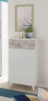 Cassettiera in legno bianca 61x117h cm - Aaron