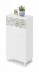 Cassettiera in legno bianca 61x117h cm - Aaron