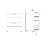 Cassettiera in legno bianca 70x82h cm - Aramis