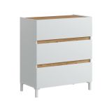 Cassettiera in legno bianca e rovere nodi 79x90h cm - Teddy
