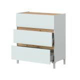 Cassettiera in legno bianca e rovere nodi 79x90h cm - Teddy