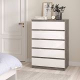 Cassettiera in legno cemento e bianca lucida 77x111h cm - Ansel