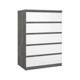 Cassettiera in legno cemento e bianca lucida 77x111h cm - Ansel