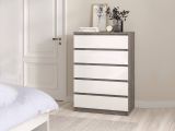 Cassettiera in legno cemento e bianca lucida 77x111h cm - Ansel