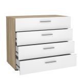 Cassettiera in legno quercia e bianca lucida 80x68h cm - Arwen