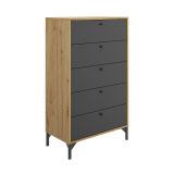Cassettiera in legno rovere e antracite 60x127h cm - Armerina