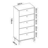 Cassettiera in legno rovere e antracite 60x127h cm - Armerina