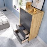 Cassettiera in legno rovere e antracite 60x127h cm - Armerina
