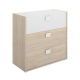 Cassettiera in legno rovere e bianca 80x81h cm - Alibaba