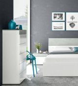 Cassettiera Irving, Settimanale a 5 cassetti, Mobile Comò per camera da letto, Comò moderno, 61x40h118 cm, Bianco