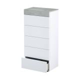 Cassettiera Irving, Settimanale a 5 cassetti, Mobile Comò per camera da letto, Comò moderno, 61x40h118 cm, Bianco