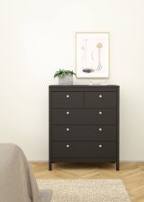Cassettiera Jeanine, Settimino multiuso, Comò camera da letto, Mobile con cassetti, 38x82 h99 cm, Nero