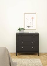 Cassettiera Joceline, Settimino multiuso, Comò camera da letto, Mobile con cassetti, 38x82 h80 cm, Nero