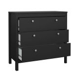 Cassettiera Joceline, Settimino multiuso, Comò camera da letto, Mobile con cassetti, 38x82 h80 cm, Nero