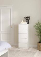 Cassettiera Joelle, Settimino multiuso, Comò camera da letto, Mobile con cassetti, 40x50 h111 cm, Bianco