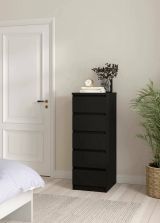 Cassettiera Joelle, Settimino multiuso, Comò camera da letto, Mobile con cassetti, 50x40 h111 cm, Nero
