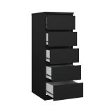 Cassettiera Joelle, Settimino multiuso, Comò camera da letto, Mobile con cassetti, 50x40 h111 cm, Nero