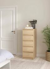 Cassettiera Joelle, Settimino multiuso, Comò camera da letto, Mobile con cassetti, 50x40 h111 cm, Rovere