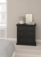 Cassettiera Lorraine, Settimino multiuso, Comò camera da letto, Mobile con cassetti, 52x86 h88 cm, Nero