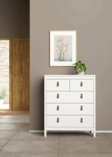 Cassettiera Margo, Settimino multiuso, Comò camera da letto, Mobile con cassetti, 48x82 h99 cm, Bianco