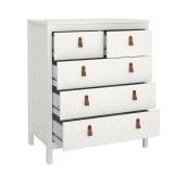Cassettiera Margo, Settimino multiuso, Comò camera da letto, Mobile con cassetti, 48x82 h99 cm, Bianco