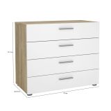 Cassettiera Marinette, Settimino multiuso, Comò camera da letto, Mobile con cassetti, 70x40 h76 cm, Quercia e Bianco