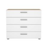 Cassettiera Marinette, Settimino multiuso, Comò camera da letto, Mobile con cassetti, 70x40 h76 cm, Quercia e Bianco