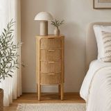 Cassettiera Marrone Ciliegio oro 4 Cassetti Effetto Invecchiato 38x34x82h cm, Apertura Scorrevole - Falisa