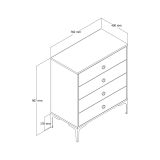 Cassettiera Marrone Noce Bianco 4 Cassetti Apertura Scorrevole 76x40x91h cm, Chiusura Scorrevole - Molly