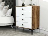 Cassettiera Marrone Noce Bianco 4 Cassetti Apertura Scorrevole 76x40x91h cm, Chiusura Scorrevole - Molly