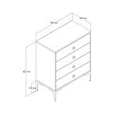Cassettiera Marrone Noce Bianco Marmo 4 Cassetti Apertura Scorrevole 76x40x91h cm, Chiusura Scorrevole - Molly