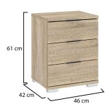 Cassettiera Marrone Rovere 3 Cassetti Apertura Scorrevole 46x42x61h cm, Chiusura Scorrevole - Laharo
