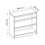 Cassettiera Marrone Rovere 3 Cassetti Apertura Scorrevole 99x40x93h cm, Chiusura Scorrevole - Laleda