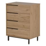Cassettiera Marrone Rovere 4 Cassetti Apertura Scorrevole 75x45x95h cm, Chiusura Scorrevole - Lusevera
